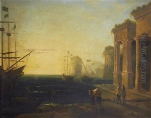 Harbour Scene by Claude Lorrain (Claude Gellee)