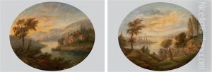 Flusslandschaft Mit Hausern Und Figurenstaffage (+ Another; Pair) by Claude Lorrain (Claude Gellee)