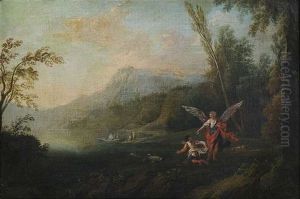 Flusslandschaft Mit Raffael, Der Tobias Gebietet, Den Fisch Zu Fangen by Claude Lorrain (Claude Gellee)