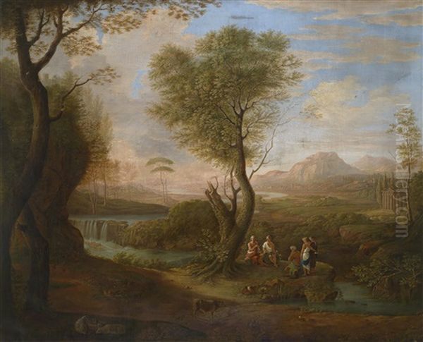 Weite Kustenlandschaft Mit Antikisierender Figurenstaffage - view 1