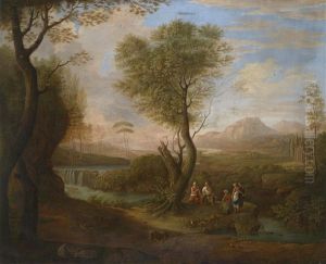 Weite Kustenlandschaft Mit Antikisierender Figurenstaffage
