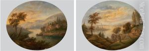 Flusslandschaften Mit Hausern Und Figurenstaffage (pair) by Claude Lorrain (Claude Gellee)
