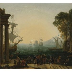 The Embarkation Of Saint Paula by Claude Lorrain (Claude Gellee)