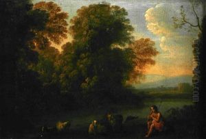 Berger Devant Un Riviere by Claude Lorrain (Claude Gellee)