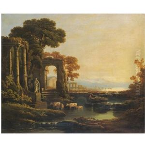 An Extensive River Landscape With Classical Ruins by Claude Lorrain (Claude Gellee)