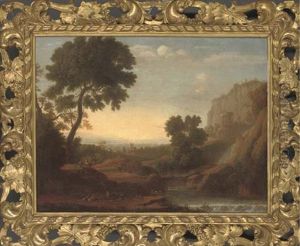 An Italianate River Landscape With Figures Resting Under A Tree And A Shepherd And His Flock Beyond by Claude Lorrain (Claude Gellee)