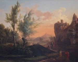 Pastoral Landscape With Figures: Twilight by Claude Lorrain (Claude Gellee)