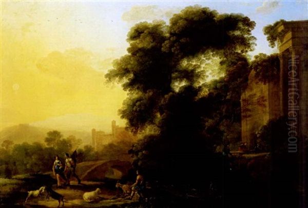 Arkadische Landschaft Mit Figurenstaffage - view 1