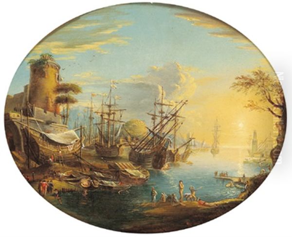Hafenszene Mit Fischern Im Vordergrund - view 1