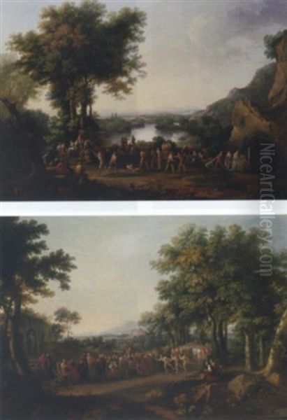 The Olympics: A Wooded Landscape With Athletes Boxing - view 1