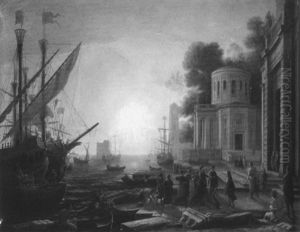 Seaport With The Landing Of Cleopatra In Tarsus by Claude Lorrain (Claude Gellee)