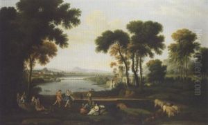 An Arcadian Landscape With The Marriage Of Isaac And Rebekah by Claude Lorrain (Claude Gellee)