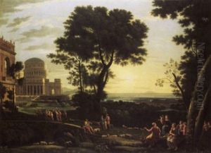 A View Of Delphi With A Procession Crossing A Bridge by Claude Lorrain (Claude Gellee)