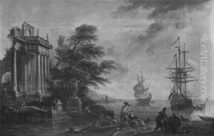 Sudlicher Seehafen Mit Ruinen Und Figurenstaffage by Claude Lorrain (Claude Gellee)