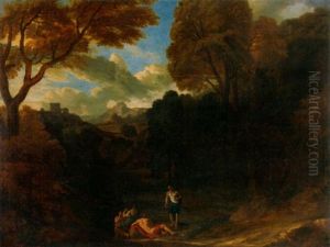 Landschaft Mit Figuren Vor Einer Ruine by Claude Lorrain (Claude Gellee)