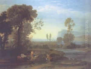 An Extensive Italianate Landscape With Flight Into Egypt by Claude Lorrain (Claude Gellee)