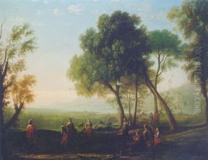 An Italianate River Landscape With Figures Dancing In A Glade by Claude Lorrain (Claude Gellee)