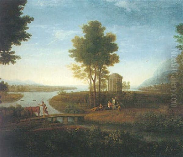 A Classical River Landscape With The Rest On The Flight To Egypt - view 1