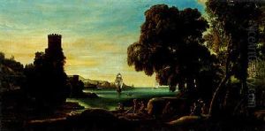 Folkeliv Ved Kysten, De Rejsende Ser Efter Et Bortsejlende Skib by Claude Lorrain (Claude Gellee)