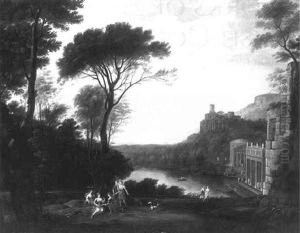 Elegant Figures In A Classical Landscape by Claude Lorrain (Claude Gellee)