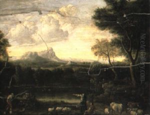Figures In A Classical Landscape by Claude Lorrain (Claude Gellee)