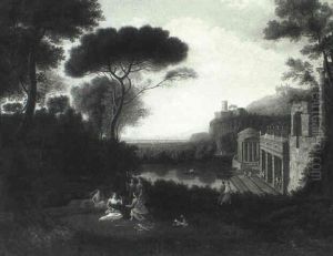 Figures In An Arcadian Landscape by Claude Lorrain (Claude Gellee)