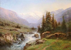 Le Mont Blanc Vu De Magnano, Italie by Leberecht Lortet