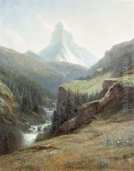 Sommerliche Gebirgslandschaft Mit Dem Matterhorn - view 1