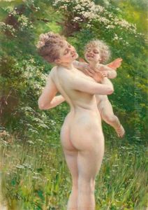 Ruckenakt Mit Engel by Heinrich Lossow