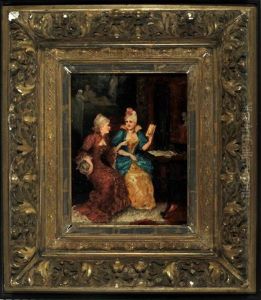 Zwei Rokokodamen Besprechen Ein Buch In Der Stube by Heinrich Lossow