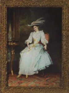 Portrait Of A Seated Young Woman by Heinrich Lossow