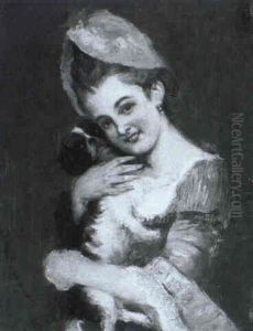 Rokoko-dame Mit Hundchen by Heinrich Lossow