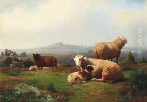 Landscape With Grazing Sheep by Henry Lot
