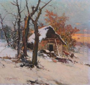 Casolare Sotto La Neve by Cesare Bentivoglio