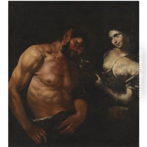 A Nymph And A Satyr by Johann Carl Loth