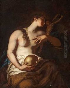 Den Bodfaerdige Maria Magdalene Holdende Et Kranium Og En Kristusfigur