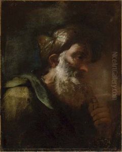 A Bearded Man Wearing A Turban by Johann Carl Loth