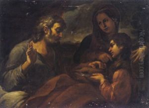 Der Alte, Blinde Isaak Segnet Irrtumlich Seinen Sohn Jakob, Den Ihm Seine Frau Rebekka Anstelle Esau