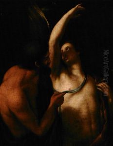 Religios Scene, Antagelig Forestillende Jacobs Kamp Med Englen Religios Scene, Antagelig Forestillende Jacobs Kamp Med Englen