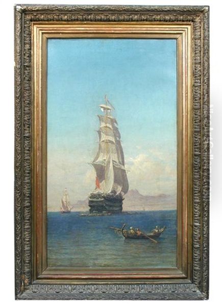 A Man-of-war Off A Mountainous Landscape, With Turks In A Rowing Boat - view 1