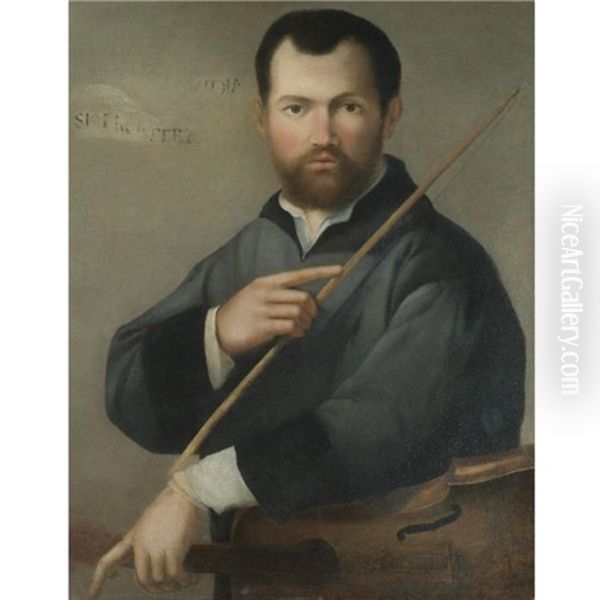 Portrait Of A Musician Holding A Lira Da Braccio - view 1