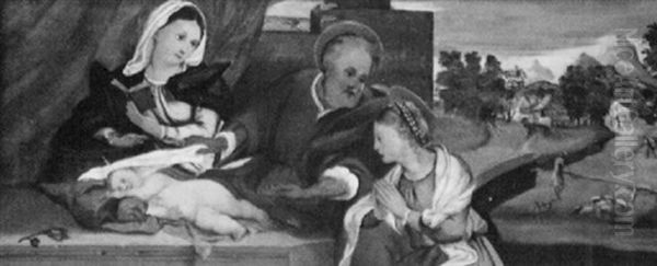 La Sainte Famille Et Sainte Catherine Sur Fond De Paysage - view 1