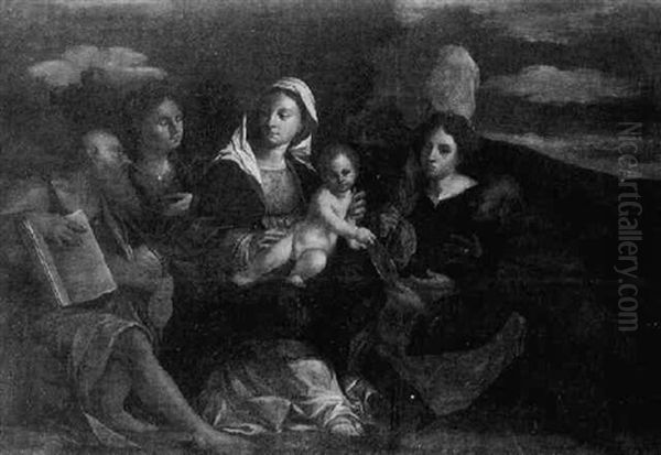 La Vierge A L'enfant Entouree De Saints Dans Un Paysage - view 1