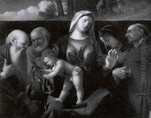 The Madonna And Child With Sts. Jerome, Peter, Clare And Francis by Lorenzo Lotto