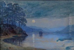 Derwent Water In Moonlight by Charles Bentley