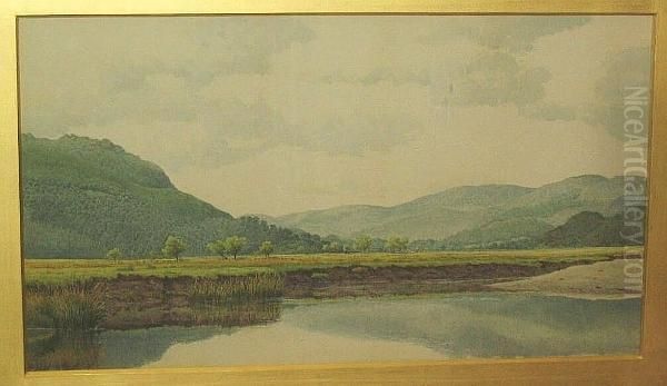 'a Glimpse Of The Meadows Llanelltyd', And Another Similar Landscape - view 1