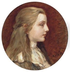 Szoke Lany Feher Bluzban - Sandor Ilonka Arckepe (blond Girl In White Blouse -portrait Of Ilonka Sandor) by Karoly Lotz