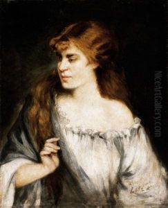 Leanyportre (portrait Of A Girl) by Karoly Lotz