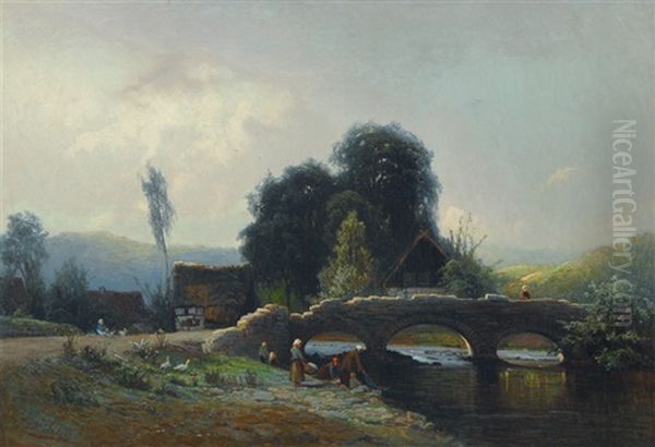 Washerwomen At A Bridge - view 1