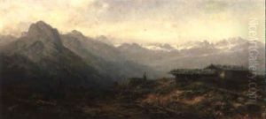 Hutteneckalm Mit Dem Dachstein by Moritz Eduard Lotze
